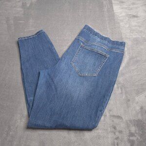 Lands End Womens Pull-On Skinny Jeans Plus 20P High Rise Medium Wash Stretch